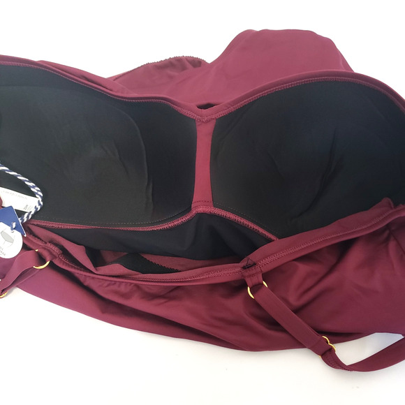 NEW!! Sonnet Shores Plus Size 22W Burgundy Ruched Front One Piece Swimsuit - Picture 2 of 12